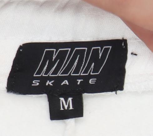 MAN Skate Mens White Sweat Shorts M Elastic Waist Casual
