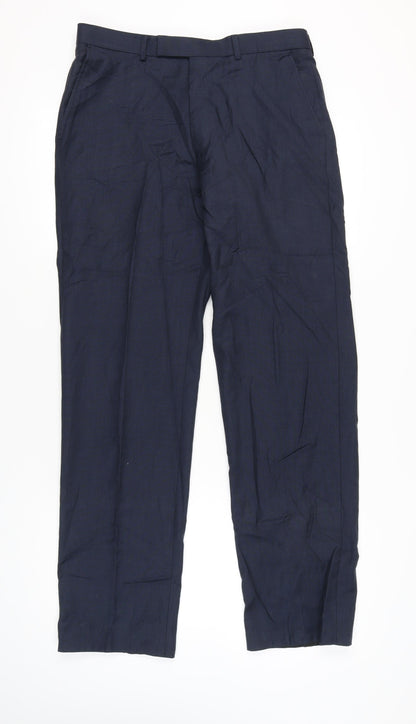Marks and Spencer Men's Blue Wool Dress Pants 34x33 Straight Leg
