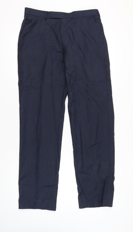 Marks and Spencer Men's Blue Wool Dress Pants 34x33 Straight Leg