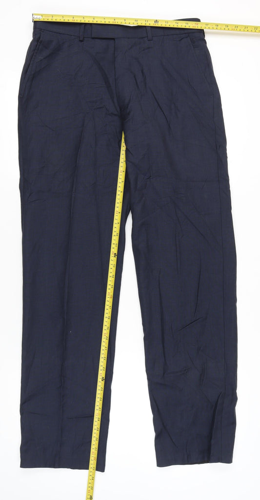 Marks and Spencer Men's Blue Wool Dress Pants 34x33 Straight Leg