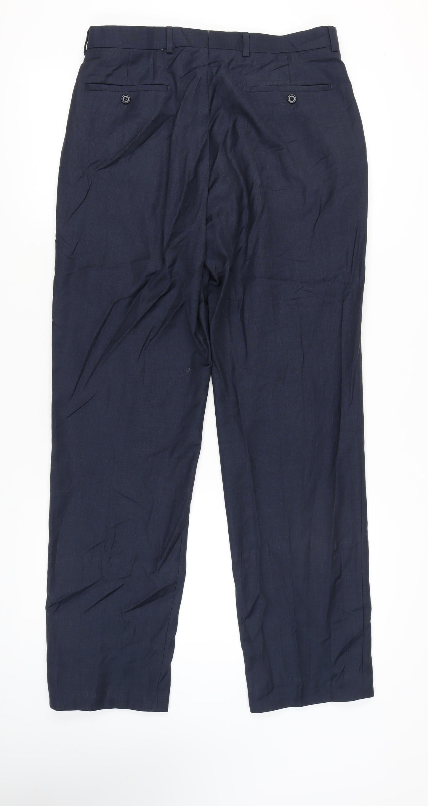 Marks and Spencer Men's Blue Wool Dress Pants 34x33 Straight Leg