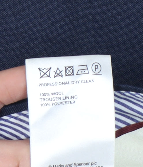 Marks and Spencer Men's Blue Wool Dress Pants 34x33 Straight Leg