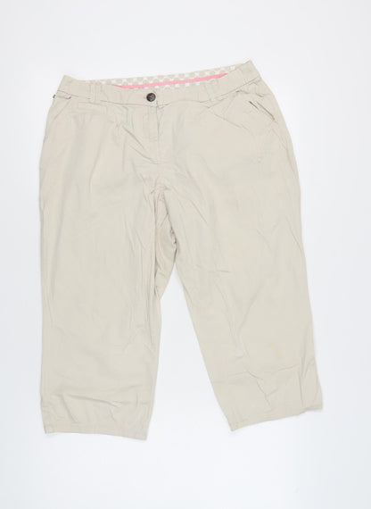 Maine New England Womens Beige 14 Capri Trousers Cotton Blend