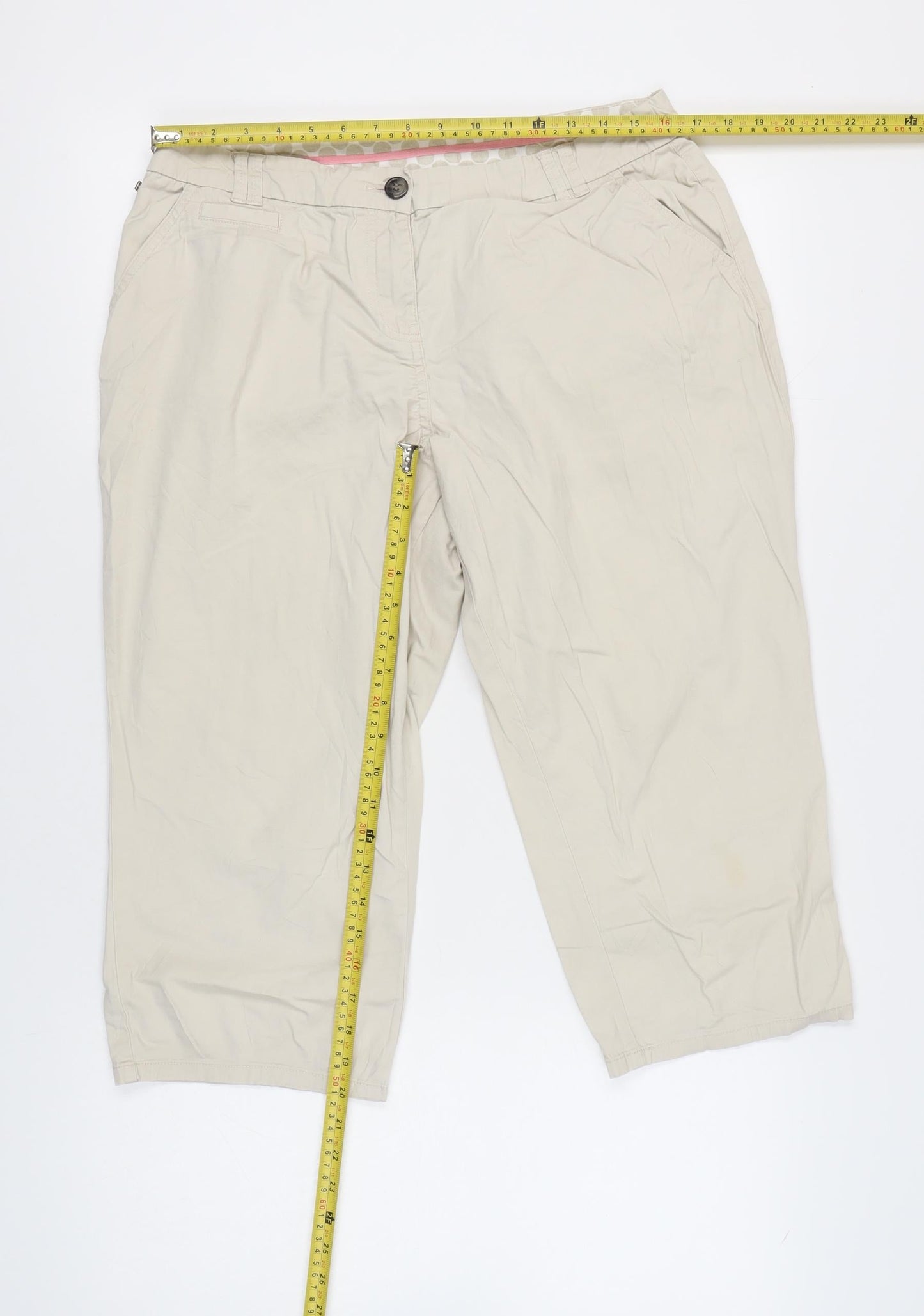 Maine New England Womens Beige 14 Capri Trousers Cotton Blend