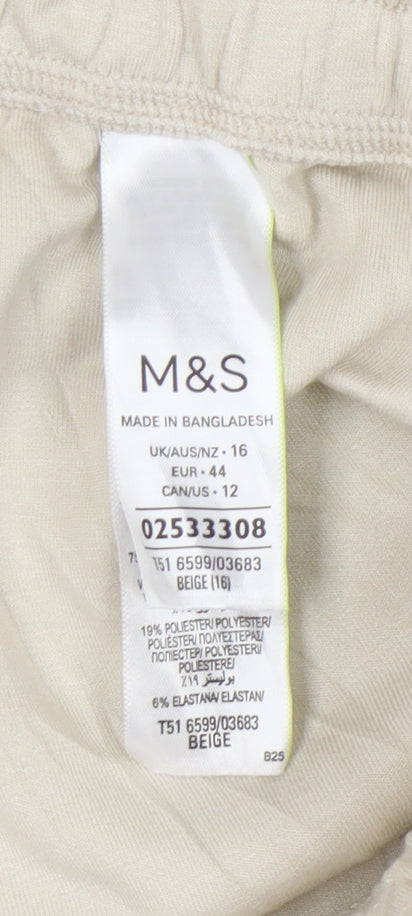 Marks and Spencer Women’s Beige Size 16 Regular Fit Casual Shorts