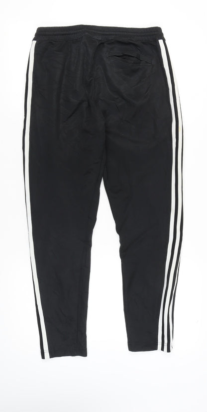 Adidas Mens Black Slim Fit Track Pants Size S Elastic Waist Tapered