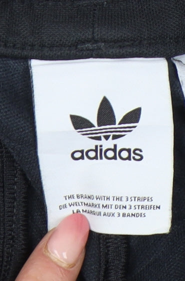 Adidas Mens Black Slim Fit Track Pants Size S Elastic Waist Tapered