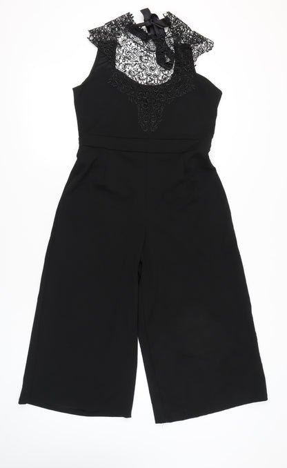 Boohoo Women’s Black Lace Wide-Leg Jumpsuit UK 14 Party Cocktail