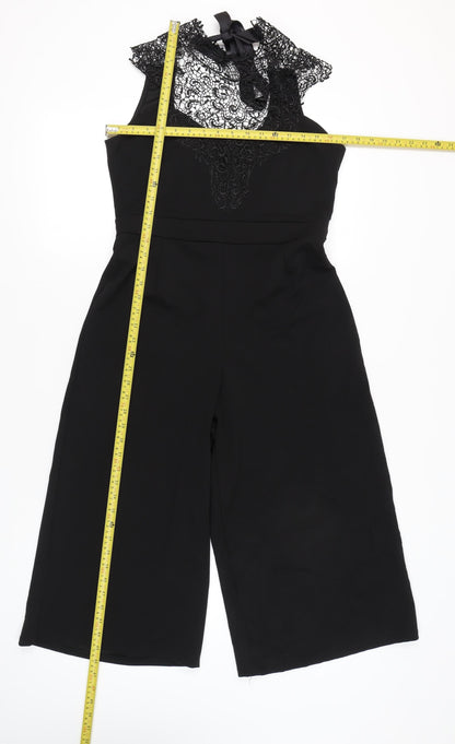 Boohoo Women’s Black Lace Wide-Leg Jumpsuit UK 14 Party Cocktail