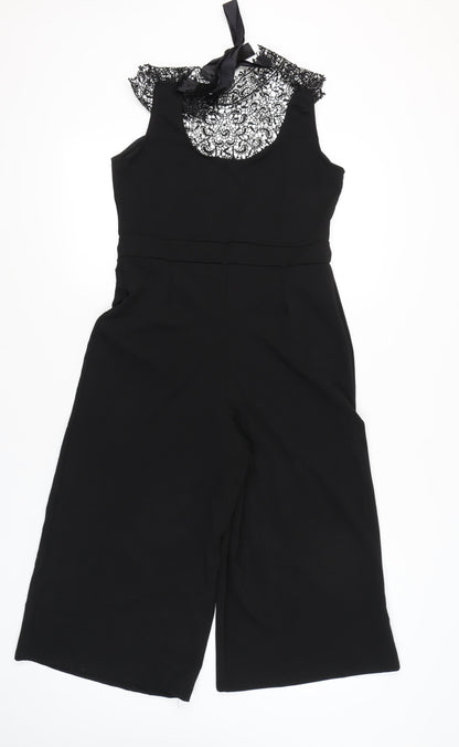 Boohoo Women’s Black Lace Wide-Leg Jumpsuit UK 14 Party Cocktail