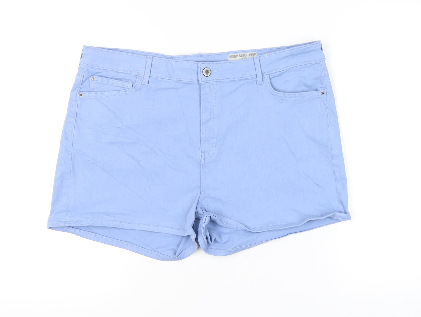 Marks and Spencer Women Blue Size 20 Chino Shorts Cotton Blend