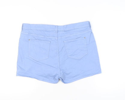 Marks and Spencer Women Blue Size 20 Chino Shorts Cotton Blend