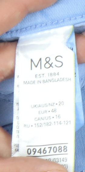 Marks and Spencer Women Blue Size 20 Chino Shorts Cotton Blend