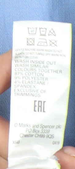 Marks and Spencer Women Blue Size 20 Chino Shorts Cotton Blend