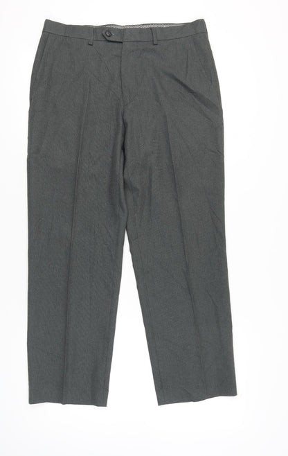 Marks and Spencer Men’s Grey 34W 29L Classic Dress Trousers