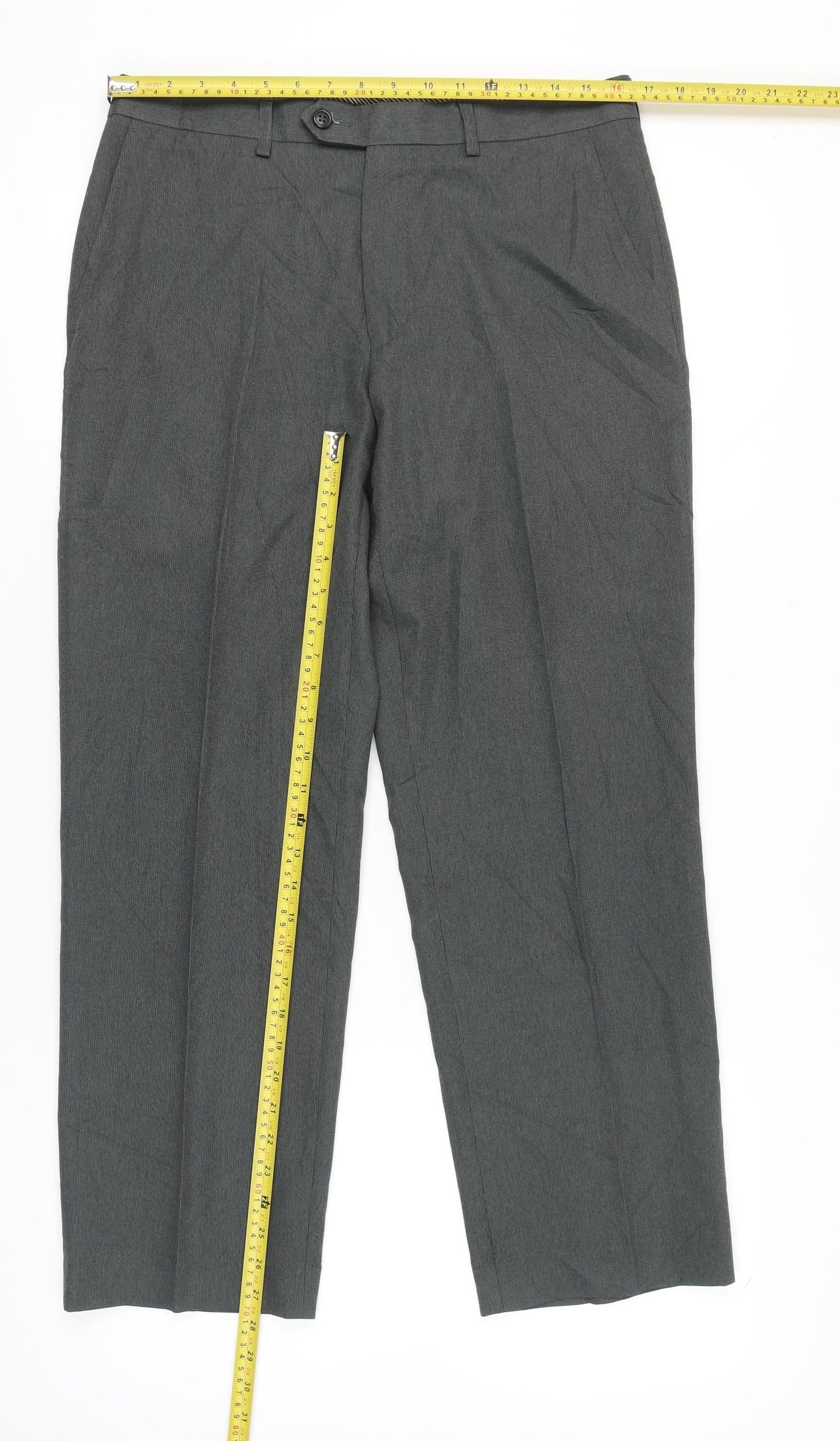 Marks and Spencer Men’s Grey 34W 29L Classic Dress Trousers