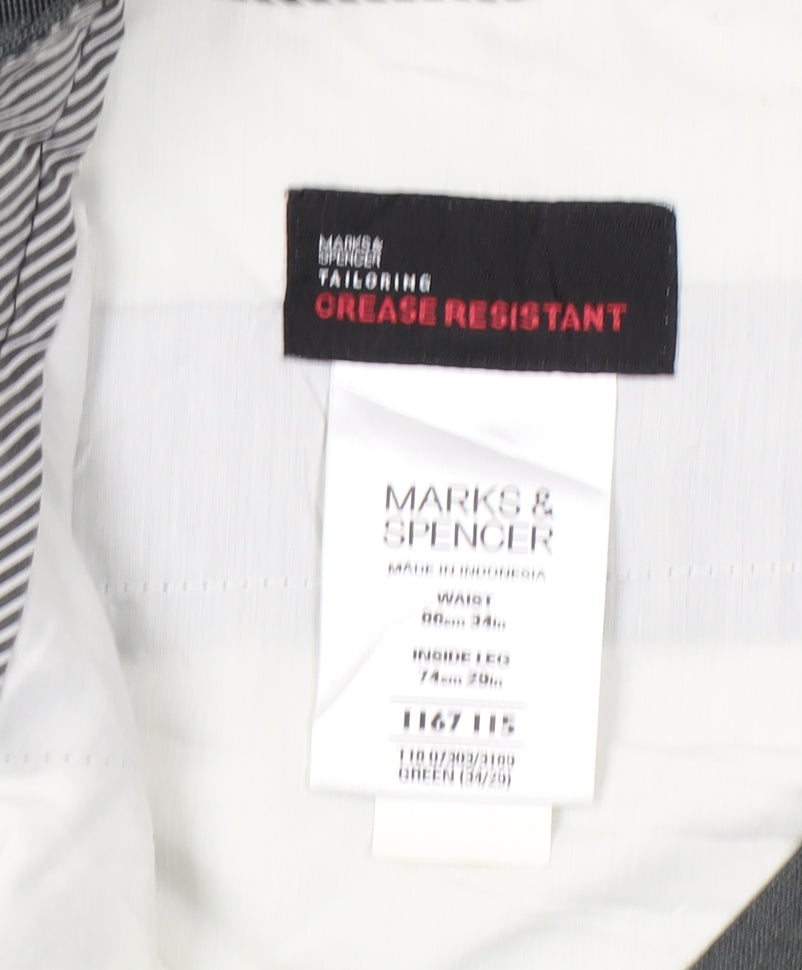 Marks and Spencer Men’s Grey 34W 29L Classic Dress Trousers