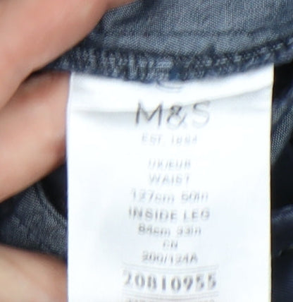 Marks and Spencer Men's Blue Chino Trousers Size 50 Waist 33 Leg