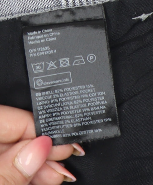 H&M Mens Grey Check Slim Fit Chino Trousers Size 33 Straight Leg