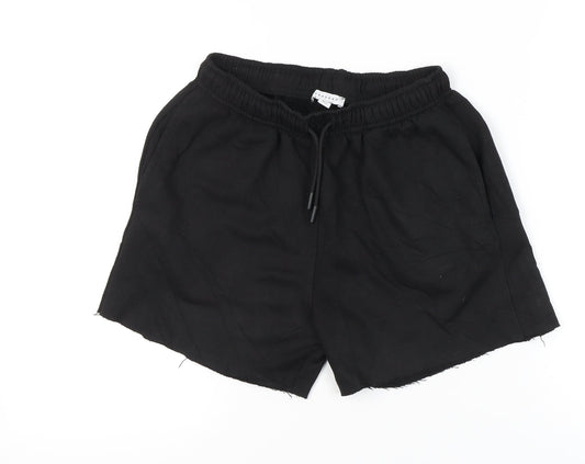 Topshop Women’s Black Cotton Cut-Off Shorts Size S Regular Casual