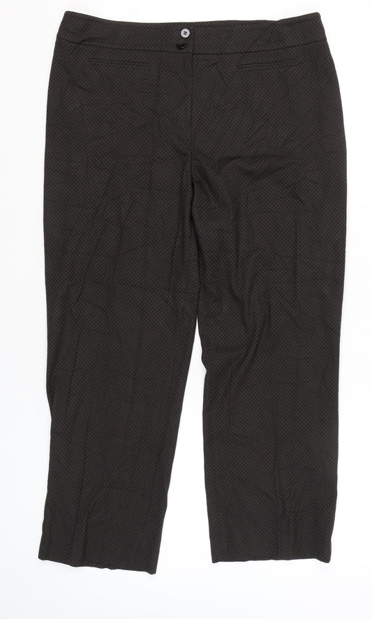 CC Womens Black Geometric Stretch Work Trousers Size 18