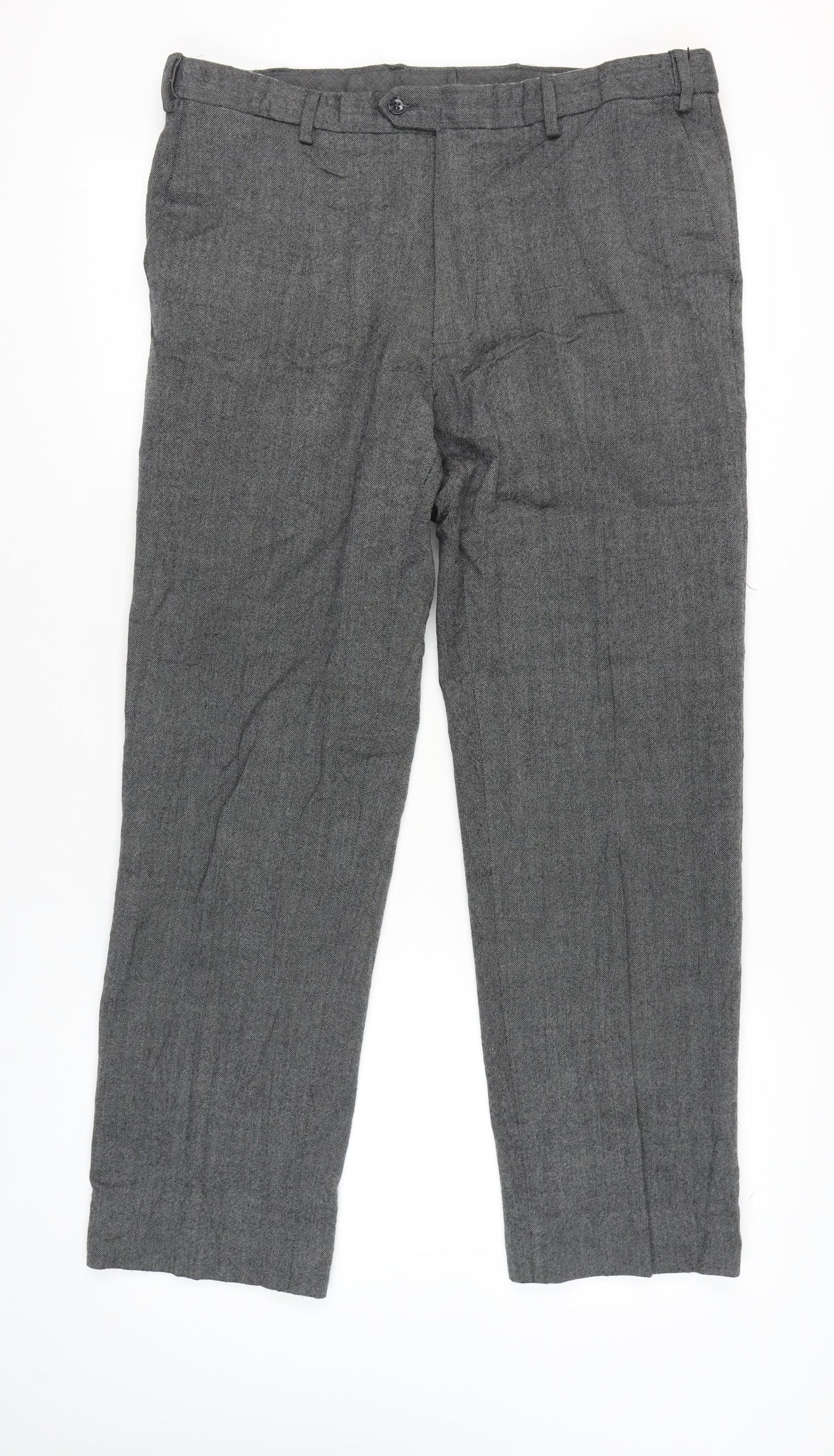 Marks and Spencer Men's Grey Wool Blend Dress Pants 38W 33L Regular Fit
