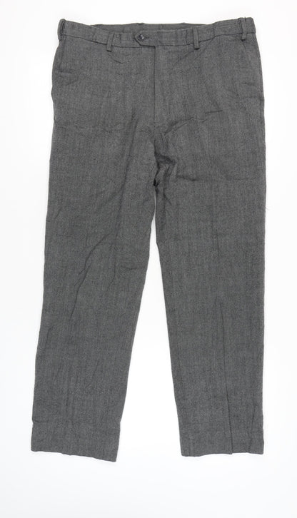 Marks and Spencer Men's Grey Wool Blend Dress Pants 38W 33L Regular Fit