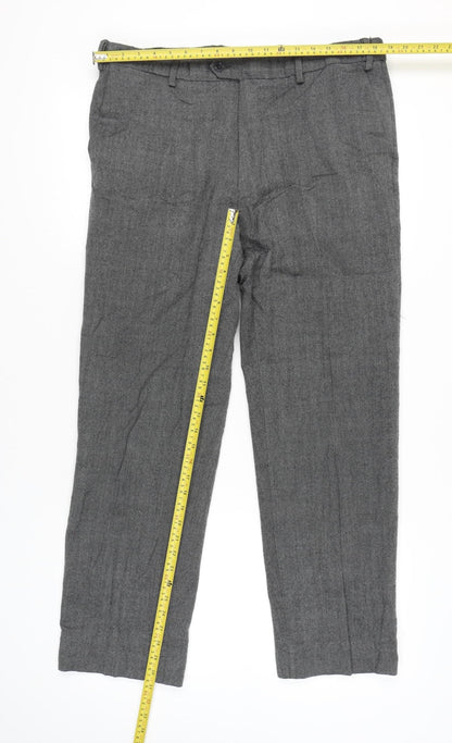 Marks and Spencer Men's Grey Wool Blend Dress Pants 38W 33L Regular Fit