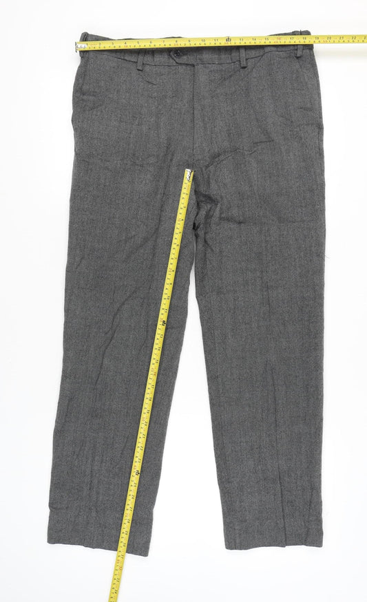 Marks and Spencer Men's Grey Wool Blend Dress Pants 38W 33L Regular Fit