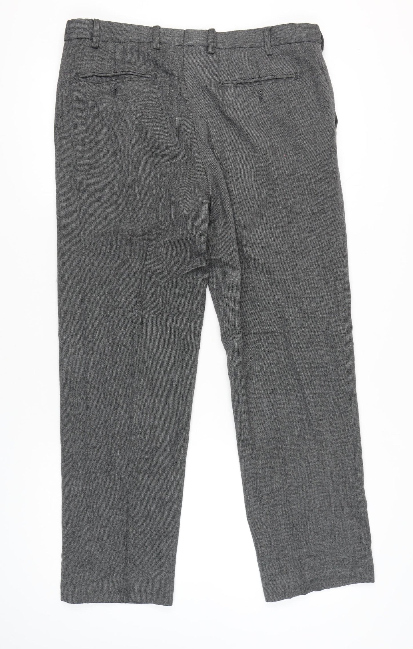 Marks and Spencer Men's Grey Wool Blend Dress Pants 38W 33L Regular Fit