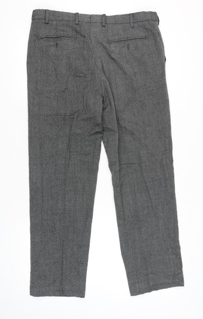 Marks and Spencer Men's Grey Wool Blend Dress Pants 38W 33L Regular Fit