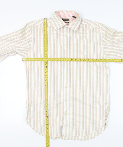 Ted Baker Men’s Beige Striped Cotton Long Sleeve Dress Shirt Size 16