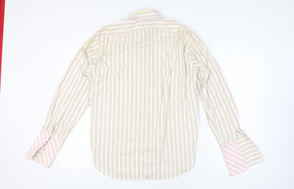 Ted Baker Men’s Beige Striped Cotton Long Sleeve Dress Shirt Size 16