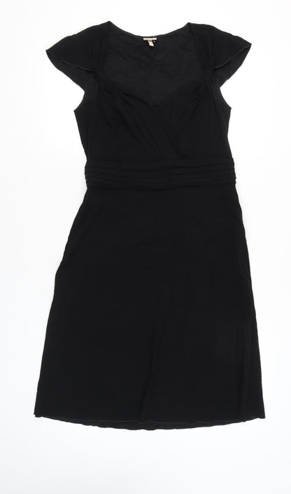 Whistles Women Black Size 12 Sheath Knee Length Dress Classic