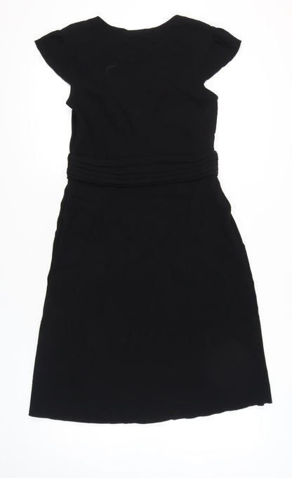 Whistles Women Black Size 12 Sheath Knee Length Dress Classic