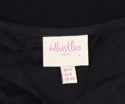 Whistles Women Black Size 12 Sheath Knee Length Dress Classic