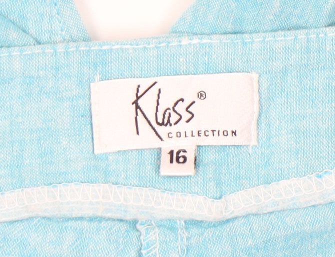 Klass Collection Womens Blue Linen Capri Trousers Size 16