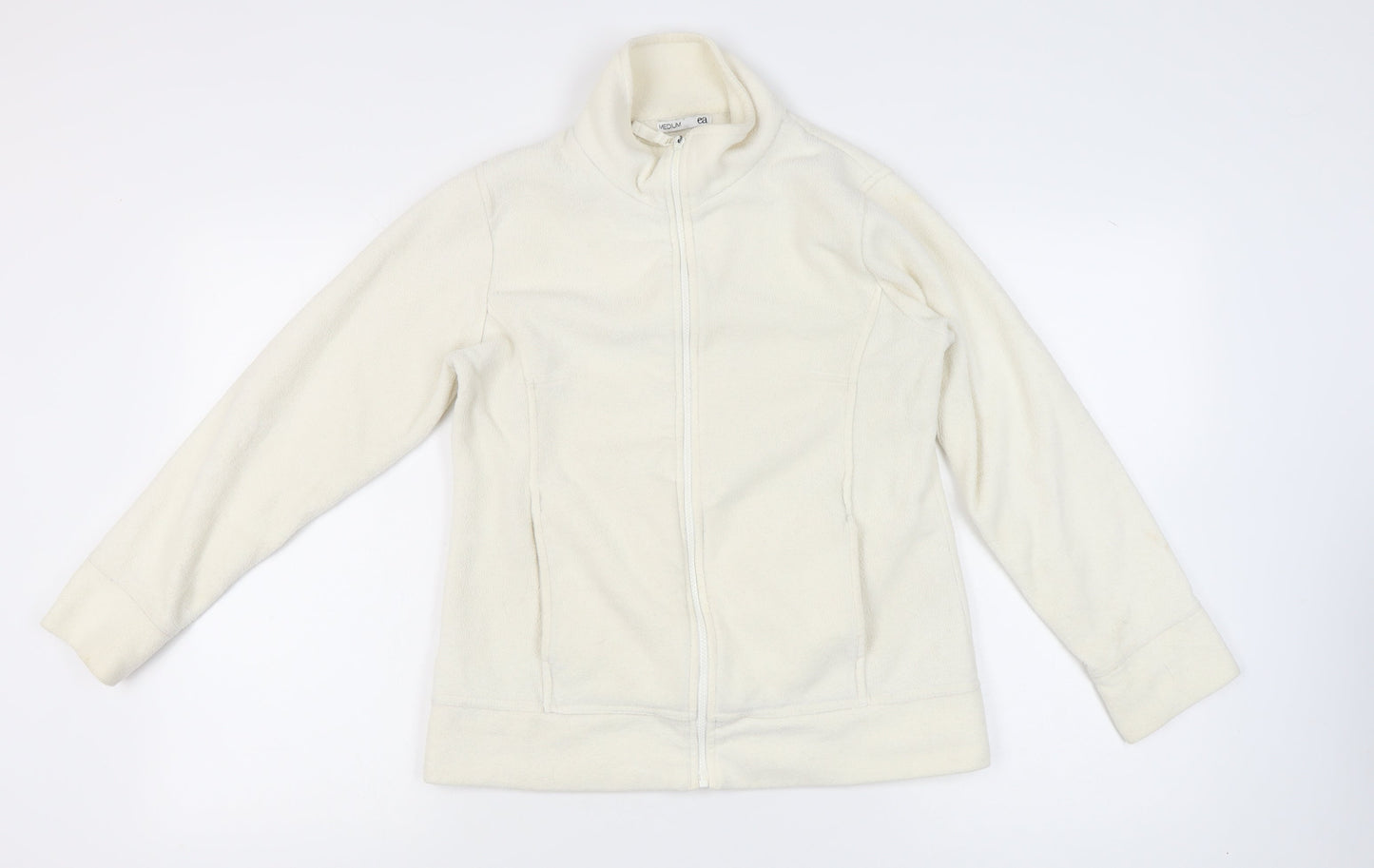 ea Womens White Fleece Full Zip Basic Jacket Size M Regular Fit