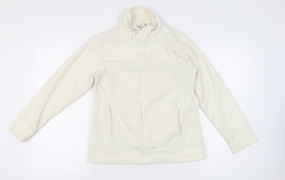 ea Womens White Fleece Full Zip Basic Jacket Size M Regular Fit