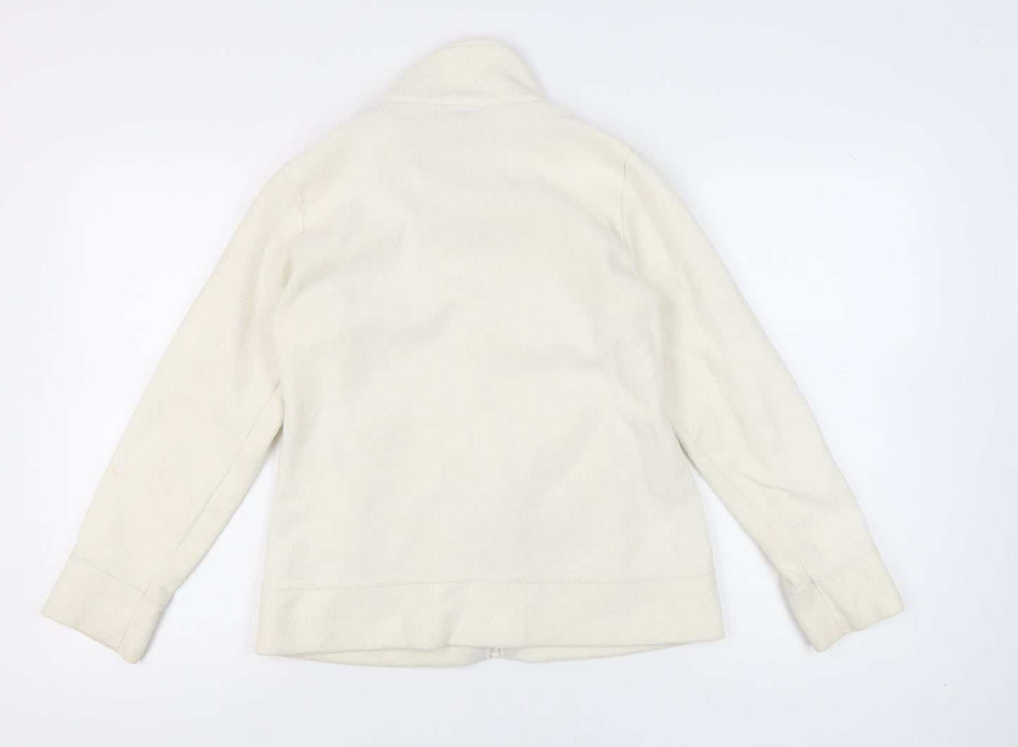 ea Womens White Fleece Full Zip Basic Jacket Size M Regular Fit