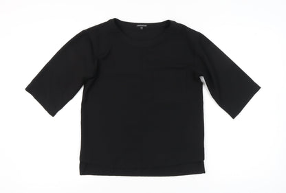 Warehouse Women’s Black UK 8 3/4 Sleeve Basic T-Shirt Polyester Blend