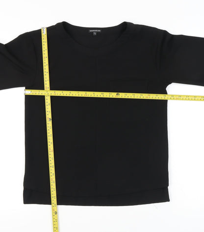 Warehouse Women’s Black UK 8 3/4 Sleeve Basic T-Shirt Polyester Blend