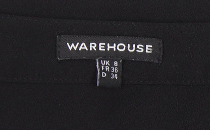 Warehouse Women’s Black UK 8 3/4 Sleeve Basic T-Shirt Polyester Blend