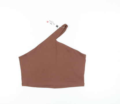 Reoria Women’s Brown One Shoulder Camisole Tank Top 2XL Slim Fit