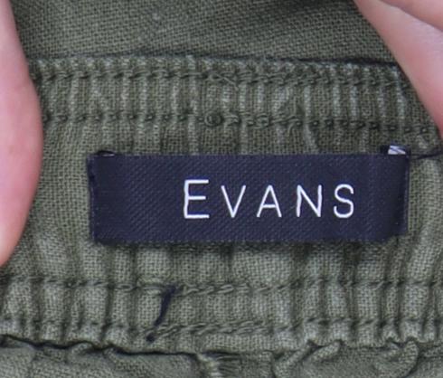 Evans Women’s Green Linen Blend Cropped Wide-Leg Trousers Size 14