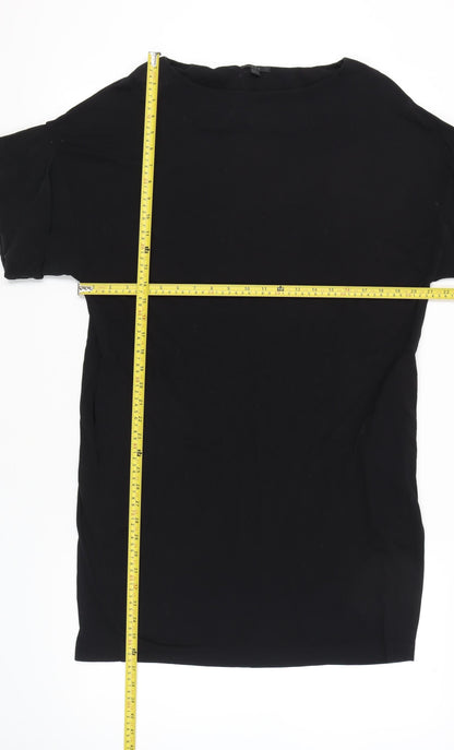 COS Women Black Shift Dress Size 12 Knee Length Short Sleeve