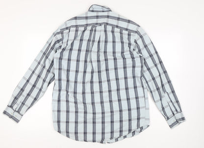 Jeff & Co Men’s Blue Check Cotton Button-Up Shirt Size S