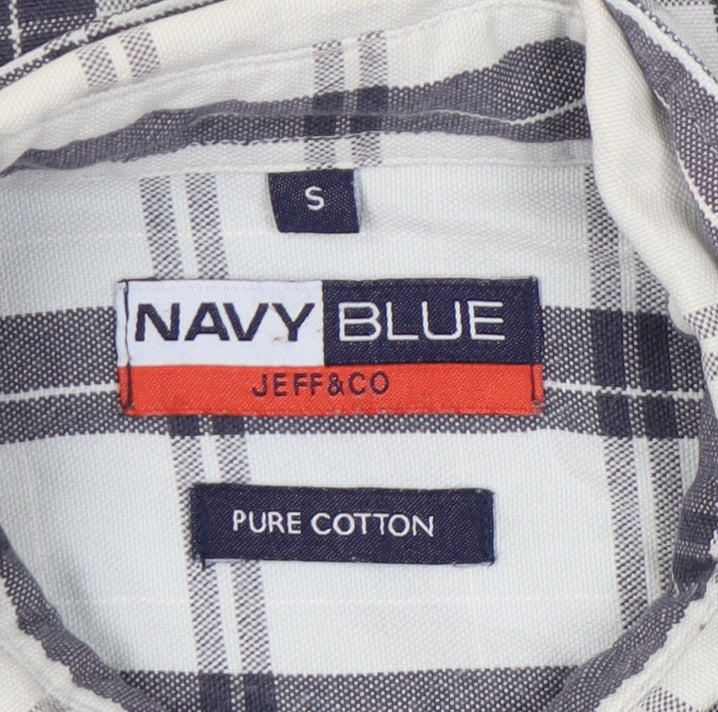 Jeff & Co Men’s Blue Check Cotton Button-Up Shirt Size S