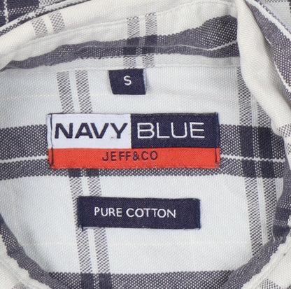 Jeff & Co Men’s Blue Check Cotton Button-Up Shirt Size S