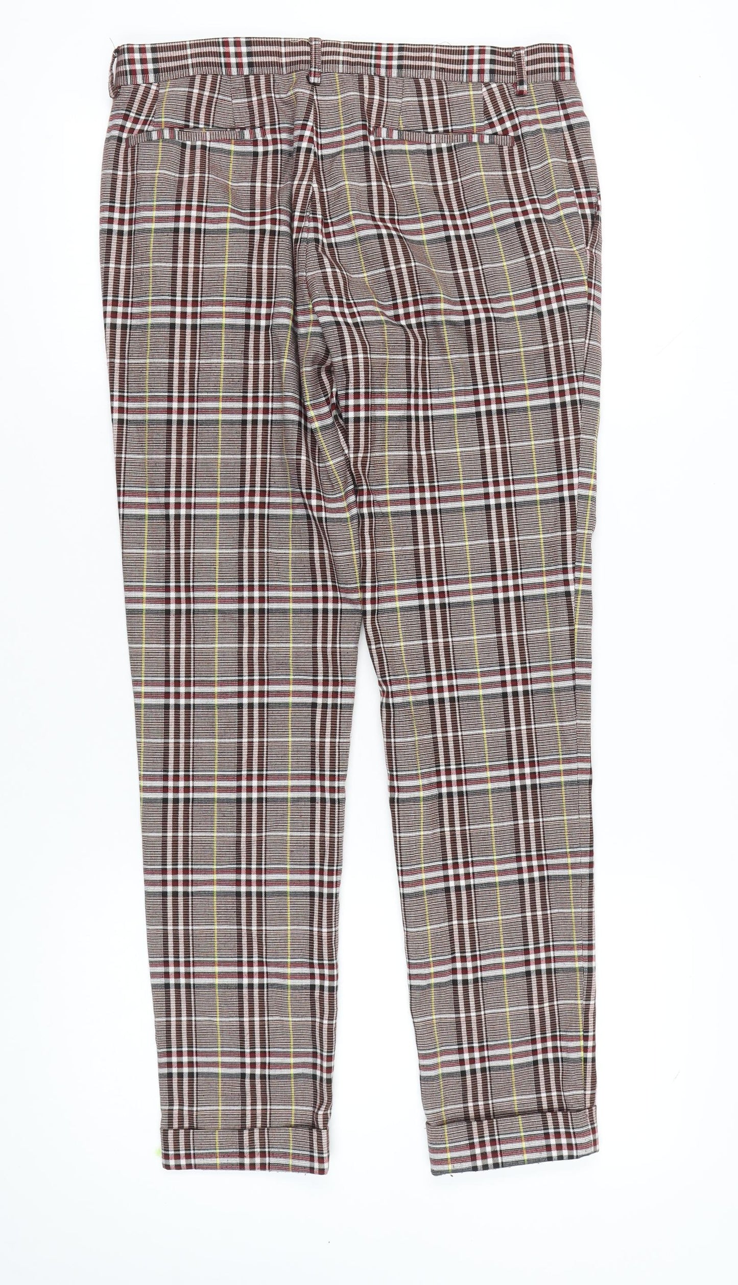 Topman Mens Brown Plaid Slim Fit Trousers W32 L34 Retro Style